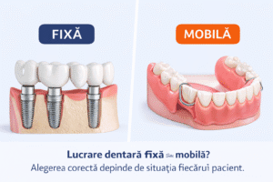 Lucrare dentară fixă vs mobilă – comparație între implant dentar și proteză mobilă