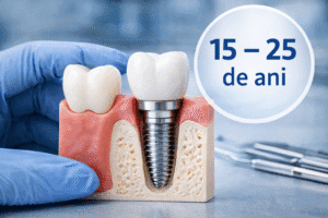 cât rezistă un implant dentar – model de implant dentar inserat în os