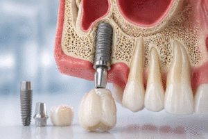 Implant dentar fără os în Timișoara rezultat coroană pe implant