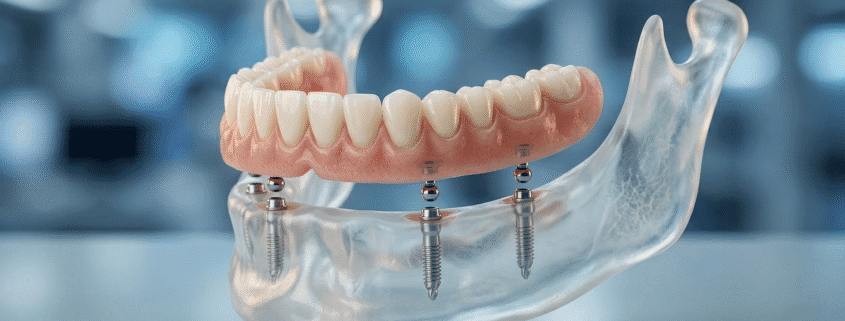 proteza pe 4 mini implanturi Timisoara model 3D lucrare dentara stabila si moderna