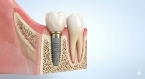 structura implant dentar și coroana pe implant