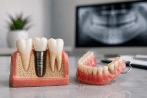 implant dentar sau proteză mobilă soluții pentru dinți lipsă Timișoara