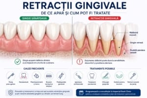 retracții gingivale ilustrație gingie sănătoasă și gingie retrasă